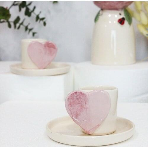 Handmade Design Wonders Figured Ceramic Set of 2 Espresso Cups Turkish Coffee Cup and Saucer Tea Mug Water Glass Cappuccino