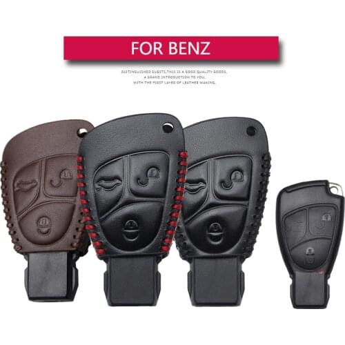 Leather Car Key Cover Case For Mercedes Benz Accessories A C Class 2019 2020 W203 W204 W205 CLA AMG W213 W211 GLA GLC Key Shell