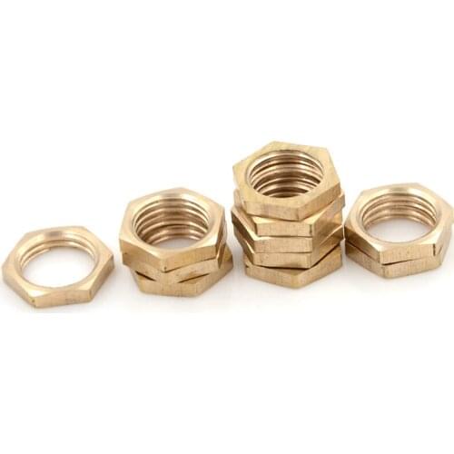 10Pcs/lot Brass Hex Lock Nuts Pipe Fitting 1/4" BSP Female Thread Top Quality