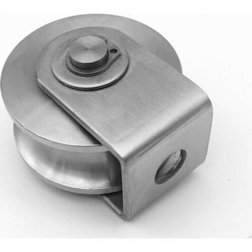 LBER 2 Pcs Pulley Block U 304 Stainless Steel Pulley Roller Duplex Bearing Silent Detachable Heavy Duty Grooved Wheel Loading