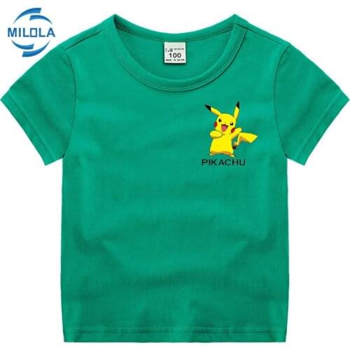 Takara Tomy 2021 Summer Pikachu Boys Girls Short Sleeve T-shirt Pokemon Print T-shirt Boy Casual Harajuku Animation Clothing