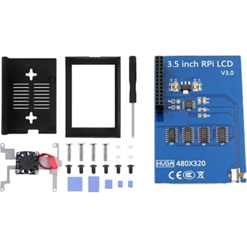 For Raspberry Pi 4B Press Screen 20FPS 320X480 Pixels 3.5-Inch Display Metal Shell Kit with Cooling Fan