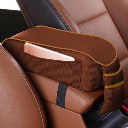 Soft Car Armrest Mat Cushion Central Arm Pads Armrest Covers Storage Pocket