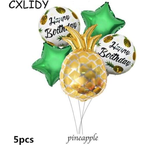 Hawaiian Party Balloon Set Gold Pineapple ALOHA Summer Party Supplies Aluminum Film Decorative Flamingo Pineapple Balloons qq114