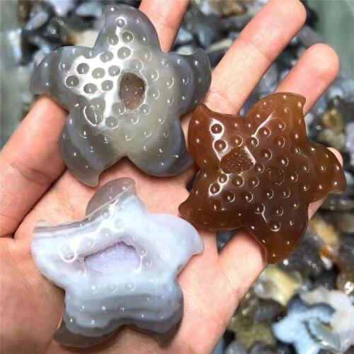 Natural Carved Agate Geode Starfish Crystals Healing Gemstone For Christmas