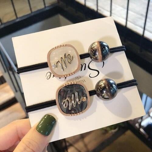 New Women Elegant Letter Block Elastic Hair Bands Hair Hair Tie Handmade Head bands Horsetai Fashion Korean Hair Accessories