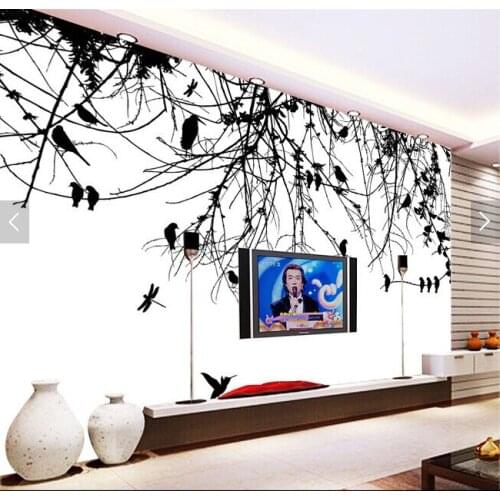 Custom papel DE parede infantil.Tree branch bird murals for the living room bedroom TV background wall vinyl papel de parede