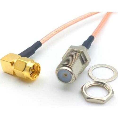 50PCS F-Type femlae Jack to SMA male plug right angle pigtail cable RG316 for wireless