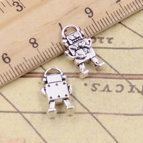25pcs Charms Mechanic Robot 17x9mm Antique Silver Pendants Making DIY Handmade Tibetan Silver Finding Jewelry For Bracelet