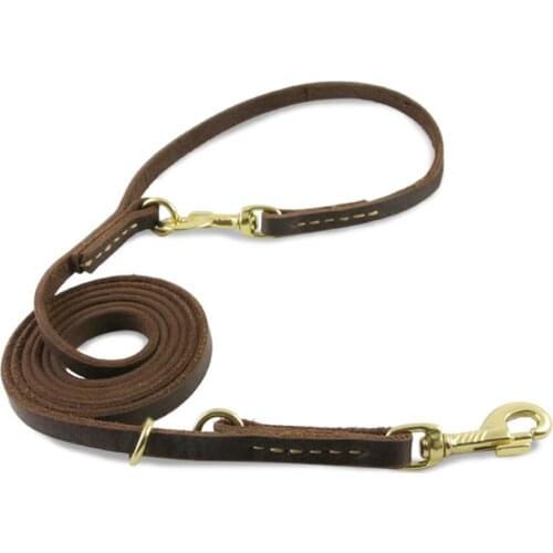 Multi Function Dog Leash Durable 8ft Pet Genuine Leather Leash Hands Free Leash Leads Dog Training Leash for Medium Large Dogs