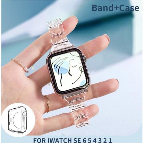 Crystal Transparent Strap for Apple Watch Band Series SE 65432 Clear Cute Watchband on Smart Iwatch Bracelets 38mm40mm 42mm 44mm