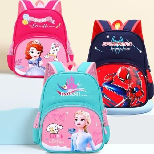 Frozen Kindergarten Backpack Large-capacity Backpack for Travel, Sun-proof, Waterproof and Durable Spiderman Sophia Elsa Print