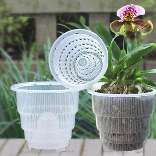 Mesh Plastic Orchid Pots With Holes Transparent Flower Pot Succulent Plants Fleshy Plants Container Garden Decor #Q