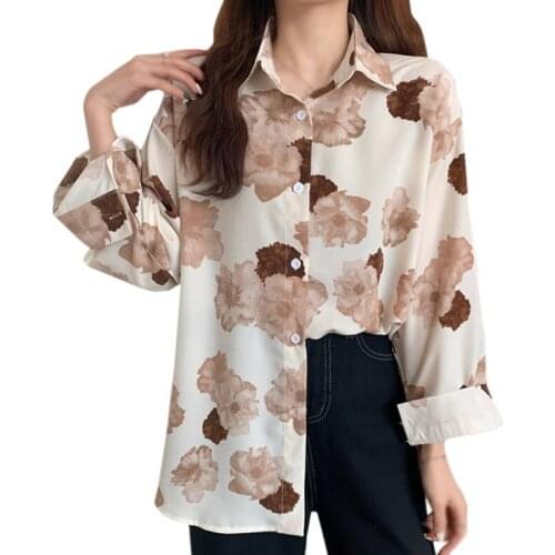 Vintage Long Sleeve Blouses 2021 Spring Temperament Shirts Retro Chiffon Blouse Loose Casual Tops One Size
