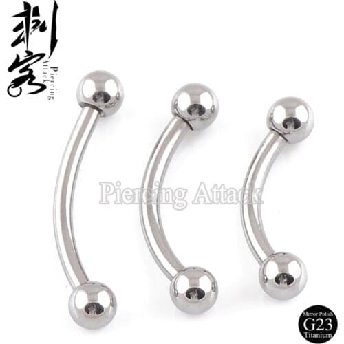 Highly Polished G23 Titanium Body Jewelry 16 Gauge Titanium banana with ball
