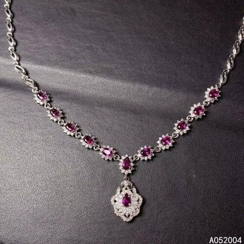 KJJEAXCMY Fine Jewelry 925 Sterling Silver inlaid Natural Garnet Female Pendant Necklace popular Support test hot selling