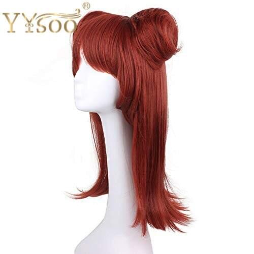 YYsoo The Girls Cosplay Short Wavy Red Wig Two Ponytails Synthetic None Lace Red Wig Natural Wavy Costume Halloween Wigs