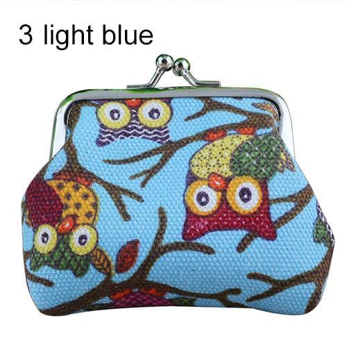 Women Cute Multi-color Owl Printed Coin Purse Wallet Canvas Pouch Money Bag