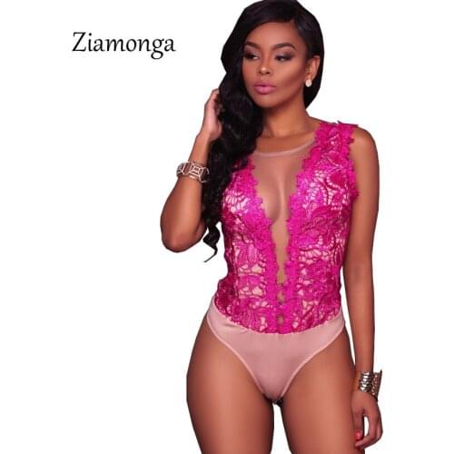 Ziamonga S-XXL Body Lace Summer Playsuit Bodycon Sleeveless Sexy Bodysuit Feminino 2018 New Women Romper Hollow Out Overalls