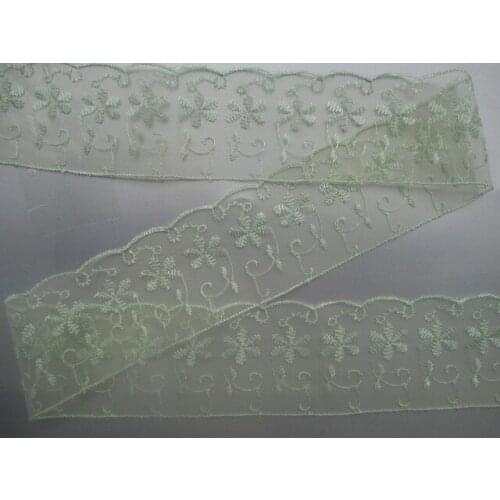 1 Pcs 15 Yard Apple green Embroidered Net Lace Fabric Trim Ribbon Wedding Craft For DIY Handicraft Home Party Decorations