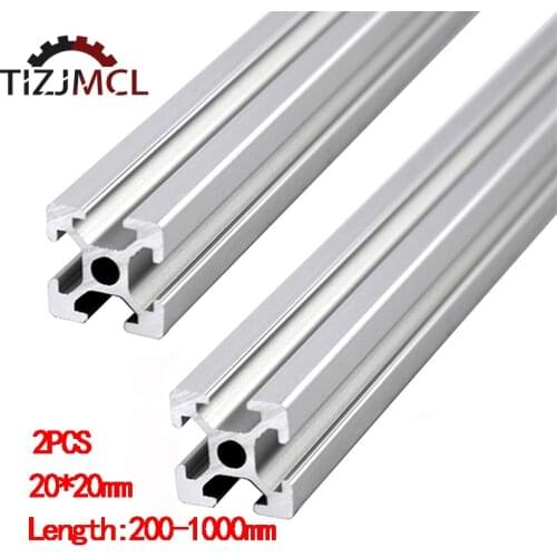 2PCS 2020 Aluminum Profile Silver 200mm-1000mm European Standard 2020 T-Slot Aluminum Extrusions For CNC Laser Engraving Machine