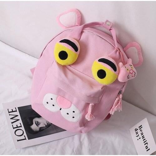 2018usa cartoon The Pink Panther style monster 3D backpack fashion student bag individuality Pink Leopard