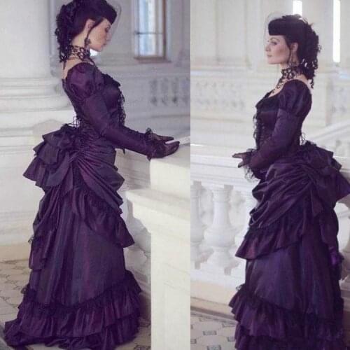 2020 Victorian Gothic Wedding Dresses Retro Royal House Ball Duchess Long Sleeves Vintage Bridal Gowns Country Wedding Dress