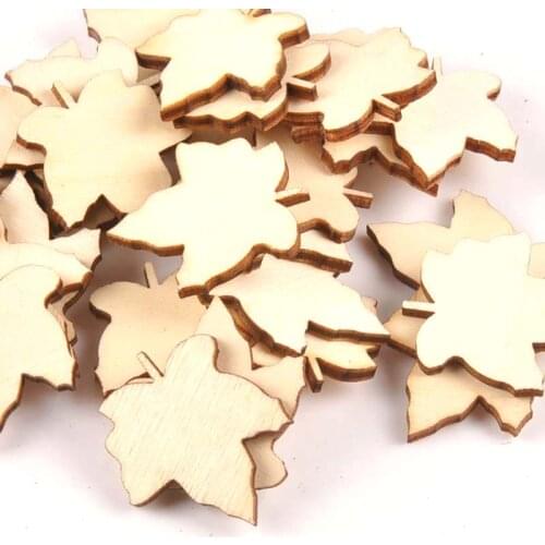25Pcs 29x33mm Maple Leaf Pattern Unfinished Wood DIY Crafts Scrapbook Wooden Ornaments Handmade Accessories Home Decor m1567