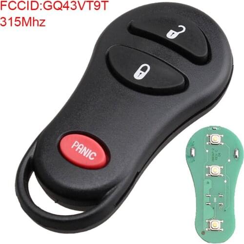 315Mhz 3 Buttons Smart Remote Car Key Fob GQ43VT9T Fit for 1999 2000 2001 2002 2003 2004 Jeep / Grand / Cherokee