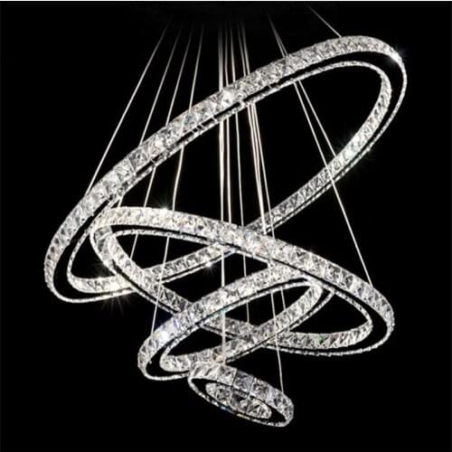 4 Rings LED Crystal Chandeliers Lamp Round ring Hanging Lights Modern Led Crystal Chandelier Fixture for living room Lobby