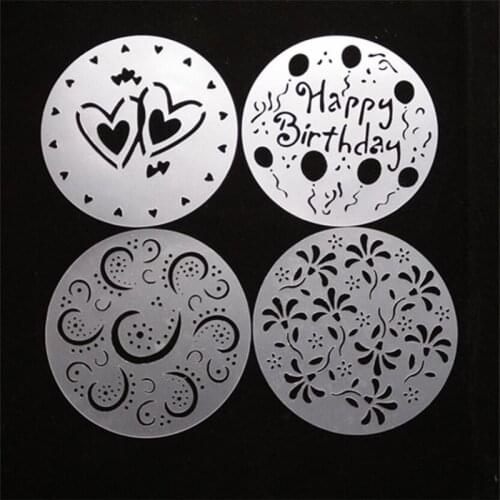 4Pc/lot Plastic Cake Stencils Flower Spray Stencils Birthday Cake Mold Decorating Bakery Tools DIY Mould Fondant Template