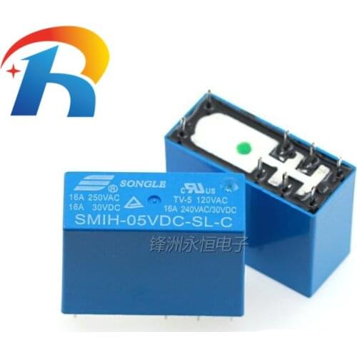 5PCS SMIH-05VDC-SL-C SMIH-12VDC-SL-C SMIH-24VDC-SL-C 05 12 24 V Relays 250V 16A 8PIN SMIH-05V 12V 24VDC-SL-A 6Pin Relay