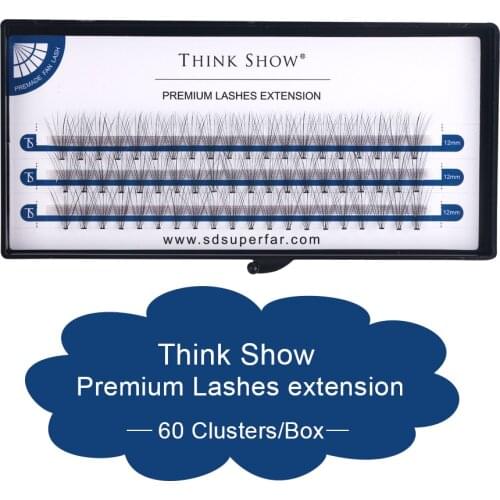 THINKSHOW 60 Bundles Mink Eyelash Extension Natural Volume Faux Lashes Individual 10D Cluster Lashes Makeup Cilia