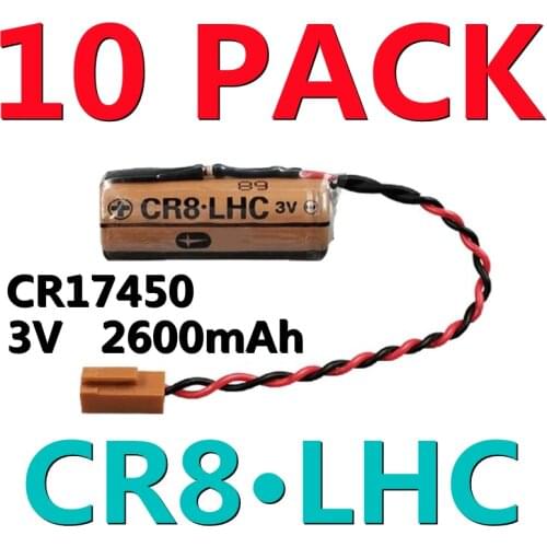 10 x CR8.LHC Electricity Water Meters Fire Alarms Battery For FUJI FDKCR8 LHC CR17450 3V Lithium Battery With Brown Connector