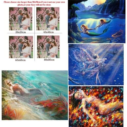 Diy Diamond Painting Custom Figure Painting Mermaid Dance Party Square Diamond Round Diamond Cross Stitch Mosaic Home Decor