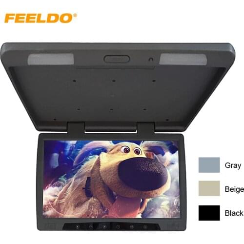 FEELDO 12V Bus Car 19 inch Roof Mounted TFT LCD Monitor Flip Down Monitor with Touch Button #AM1295