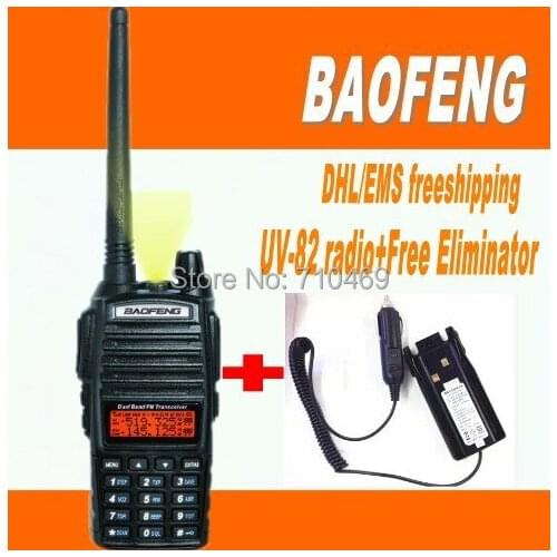 DHL Freeship+Baofeng UV 82 Walkie-Talkie Pofung UV-82L uv82 5W Radio amateur 128CH VHF+UHF VOX Dual Band 2 Way Radio+Eliminator