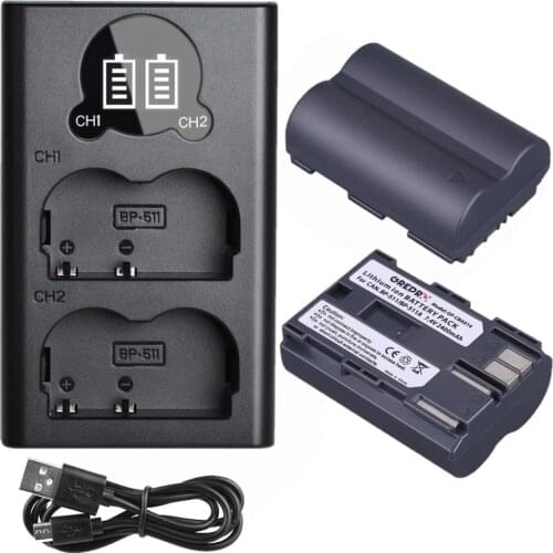 BP-511A BP-511 Battery + BP511 BP511A Battery Charger for Canon EOS 40D 5D 50D 20D 300D 10D 30D 5D Mark I, PowerShot G1 G2 G3 G5