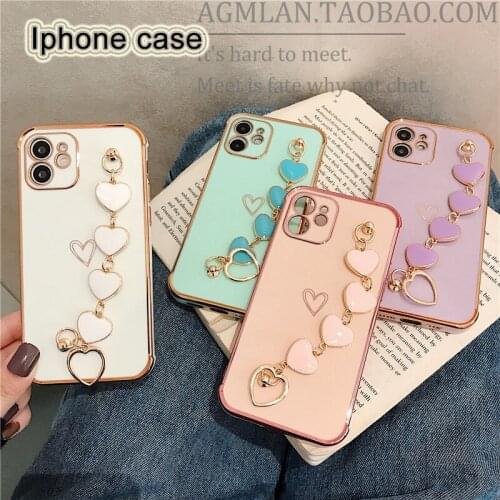 Iphone case apply iphone 12 11 Pro X 7 6S 8 Plus XR XS Max electroplating love bracelet Apple mobile phone case iphone 11 cases