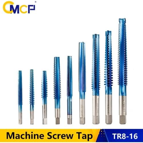 CMCP HSS Left hand Trapezoidal Thread Tap TR8 TR10 TR12 TR14 TR16 Metric Screw Taps Nano Blue Coated Machine Plug Tap