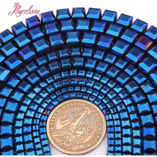 Cube Hematite Beads Faceted Blue Square Hematite Stone Spacer Beads for DIY Accessories Necklace Bracelets Jewelry Making 15"
