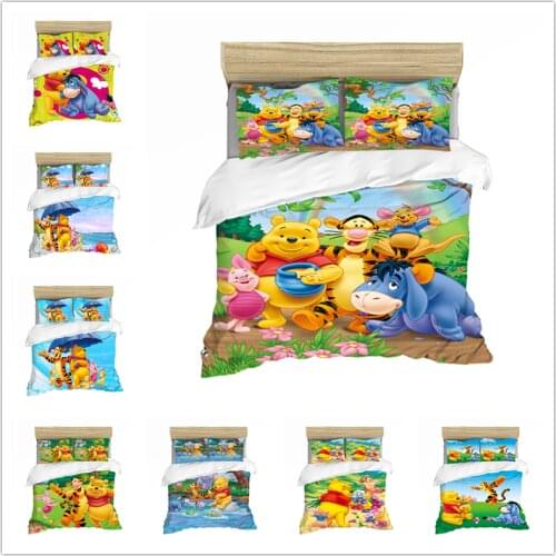 Disney Winnie Comforter Bedding Set Duvet Cover Pillowcase Set Girls Bed Set King Size Bedding Set
