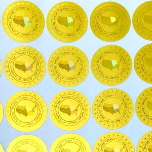 United states of America Hologram stickers in 20mm GOLD SILVER New design Holographic security stickers VOID after removed