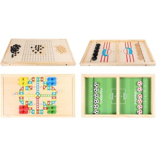2 in 1 Sling Puck Game, Foosball Winner Board Games, Foldable Wooden Slingpuck Desktop Game Interactive Families Toys