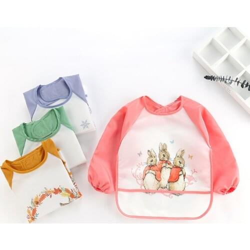 Imebaby children eating long-sleeved apron bib baby EVA soft waterproof cartoon anti-wear anti-dirty clothes