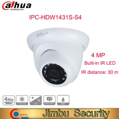 Dahua IP camera 4MP Full-color HDW2439T-AS-LED-S2 Fixed-focal Eyeball video Camera POE Built-in Mic security camera for home