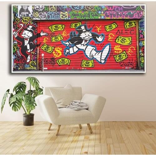 Canvas painting Alec monopolys graffiti art painting giant posters and murals modern home living room bedroom decoration