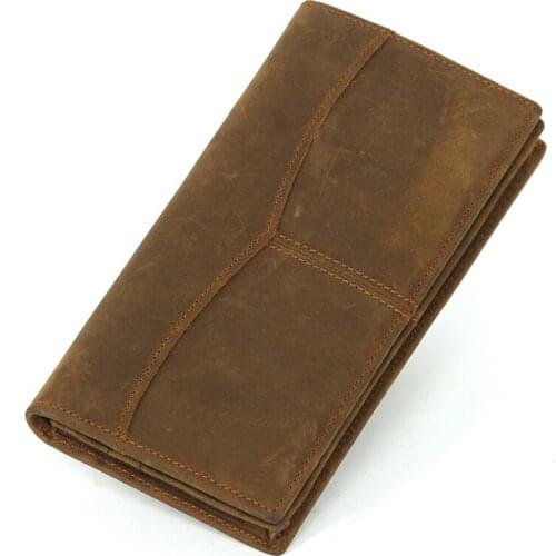 Wallet women luxury crazy horse leather Long Bifold Cowhide Purse Card Holder High quality carteira feminina masculina couro