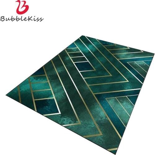 Bubble Kiss Carpets For Living Room Polyester Rugs Dark Green Geometric Gold Lines Carpet Bedroom Decor Customized Non-slip Rug
