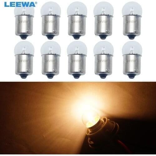 LEEWA 10pcs G18 24V5W BA15S 1156 Clear Glass Lamp Turn Tail Bulb Auto Truck Indicator Halogen Lamp #CA6128